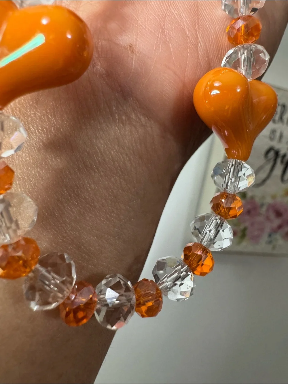 Bling Bling Crystal with Orange Hearts Phone/Key/Bag Chain #P1106